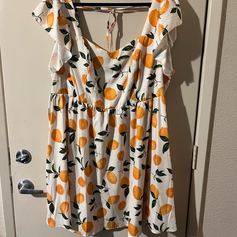 Orange Fruit Print Dress